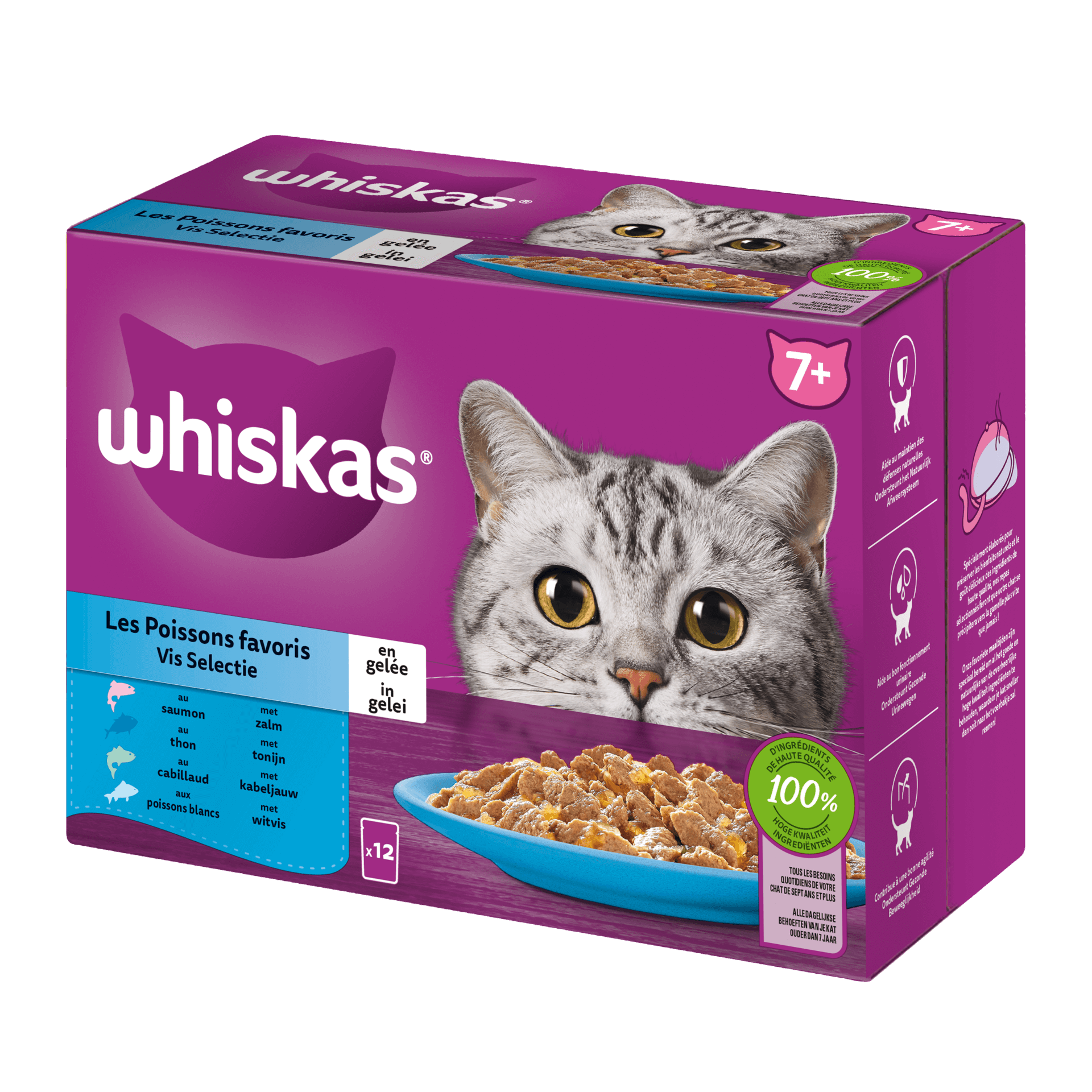 WHISKAS® Sachets Fraîcheur Les poissons favoris en Gelée 7+ 12x85g